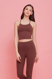 [Surpplex] CLWT4027 Freedom Strap Crop Top Brown, Gym wear,Tank Top, yoga top, Jogging Clothes, yoga bra, Fashion Sportswear, Casual tops For Women _ Made in KOREA